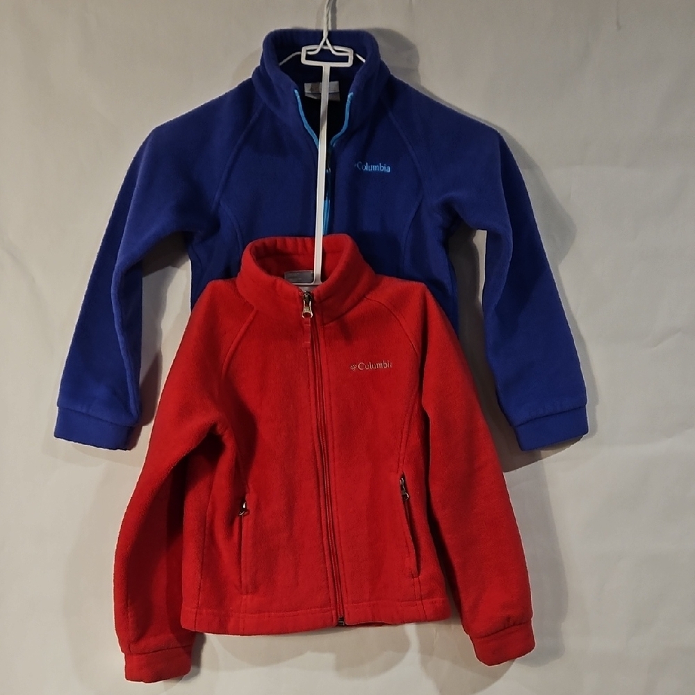 2 Columbia Fleece Jackets, Blue and Red